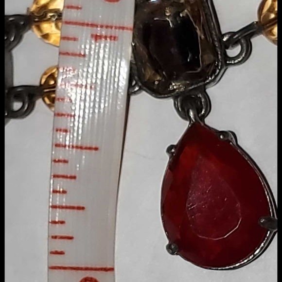 AVON NR Cranberry Orange Red Amber & Clear Crystal 16" Necklace Holiday - Picture 6 of 13